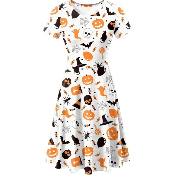 No Brand Dresses & Skirts - Halloween Dress for Women Short Sleeves Vintage Style A-Line Party Dresses
